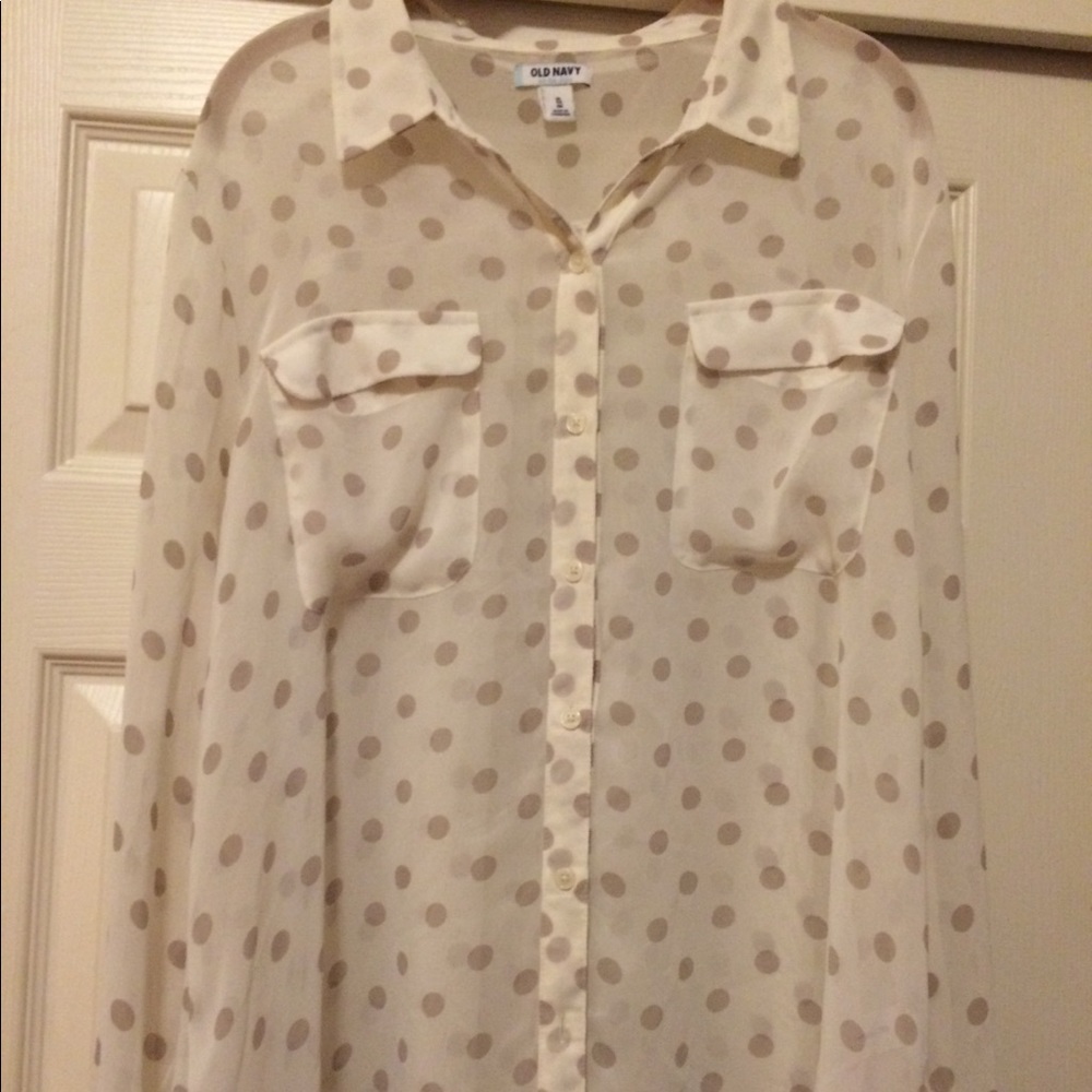 Old Navy XL Sheer Polka Dot Blouse